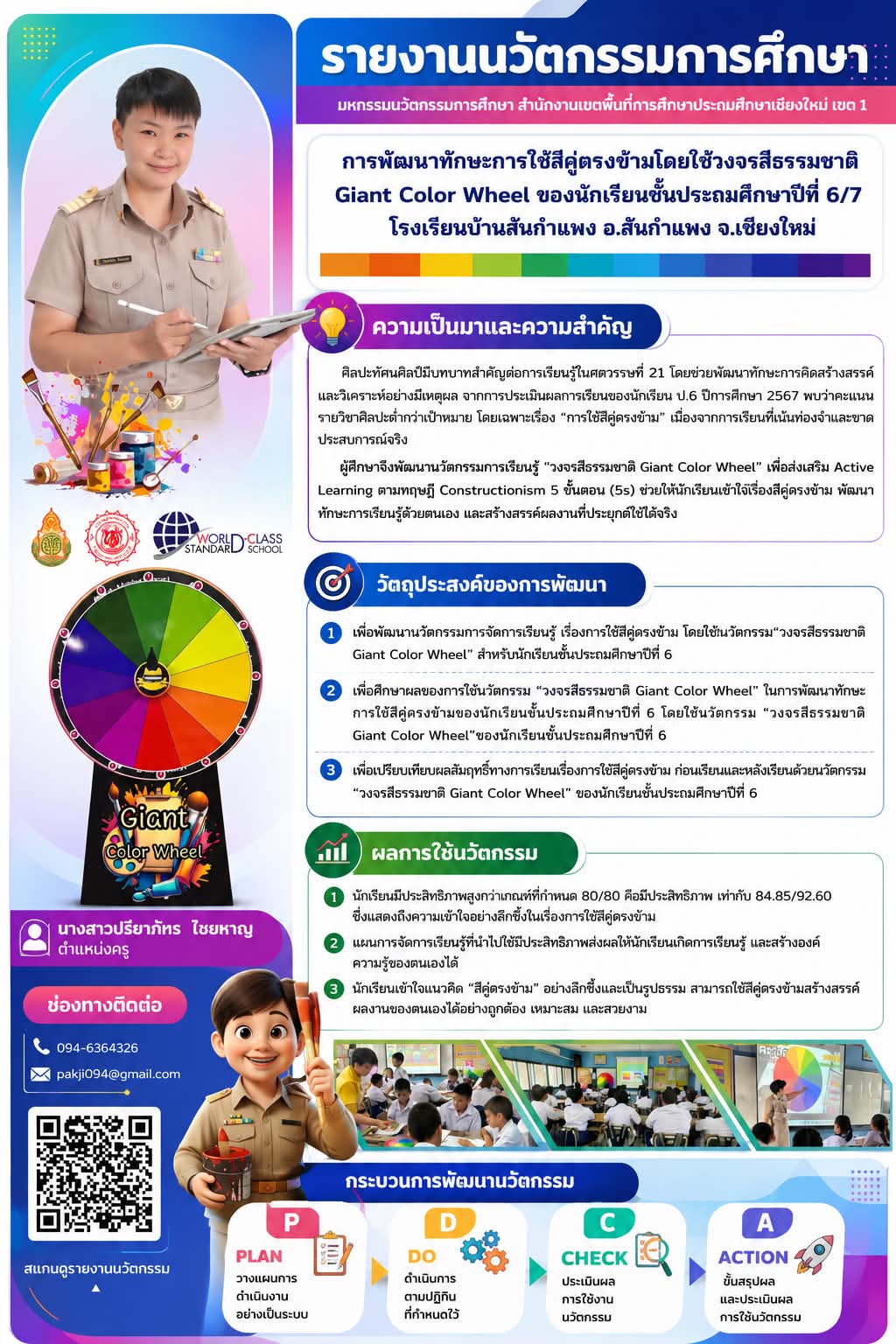 ผลงานนวัตกรรมของ นางสาวปริยาภัทร ไชยหาญ