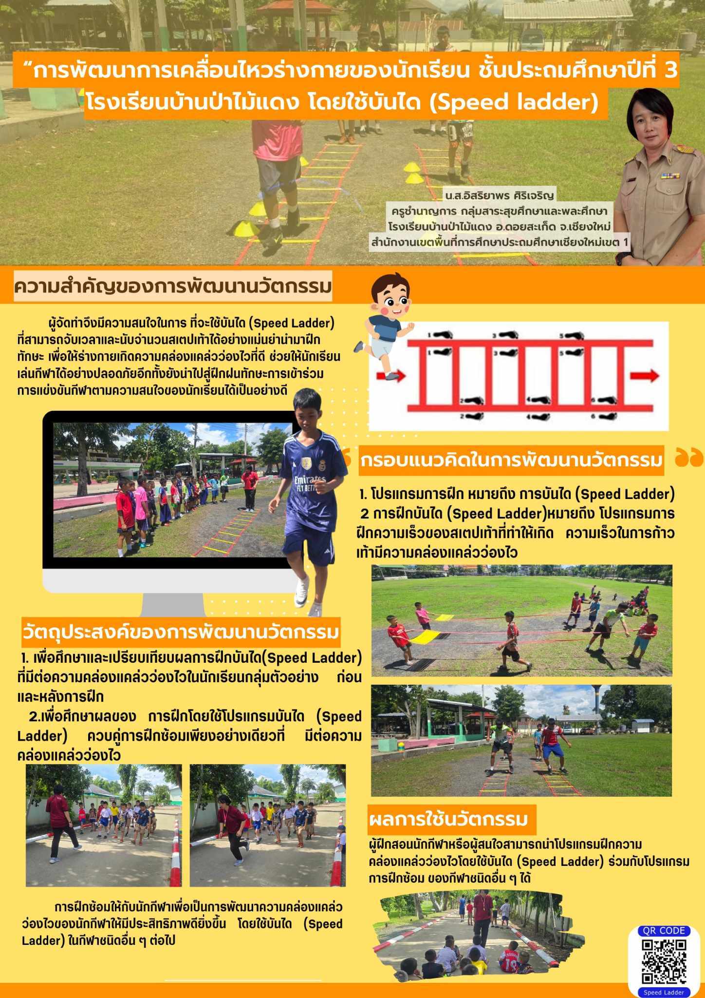 การพัฒนาการเคลื่อนไหวร่างกายของนักเรียนชั้นประถมศึกษาปีที่ 3 โรงเรียนบ้านป่าไม้แดง โดยใช้บันได Speed Ladder